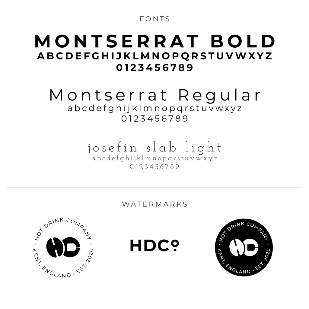 Hot Drink Company typography, using the trending Montserrat.