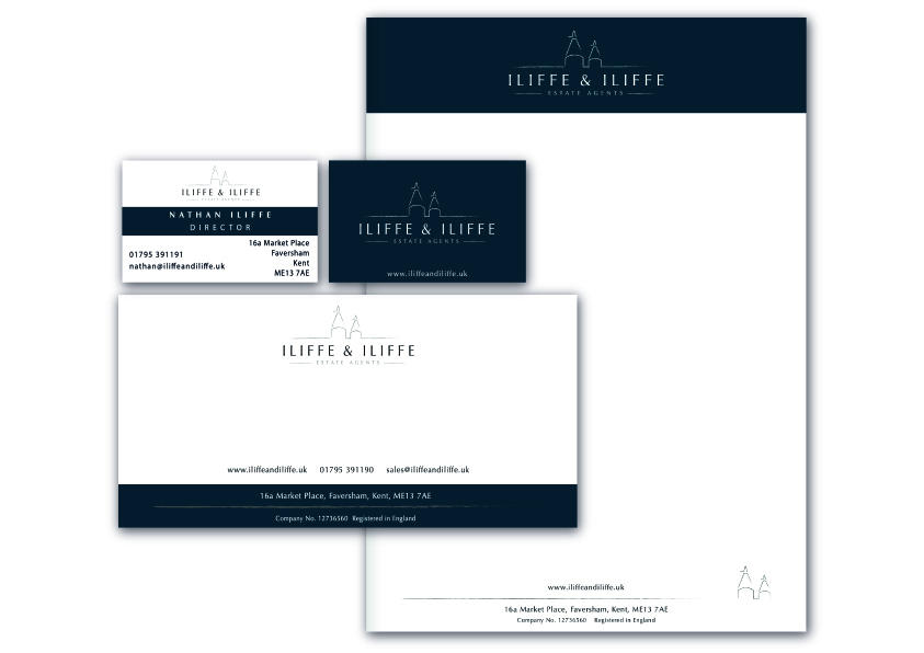 Stockley and Turner Branding agency in kent: Creating Iliffe & Iliffe visual identity and logo, a local Kent, Faversham estate agency