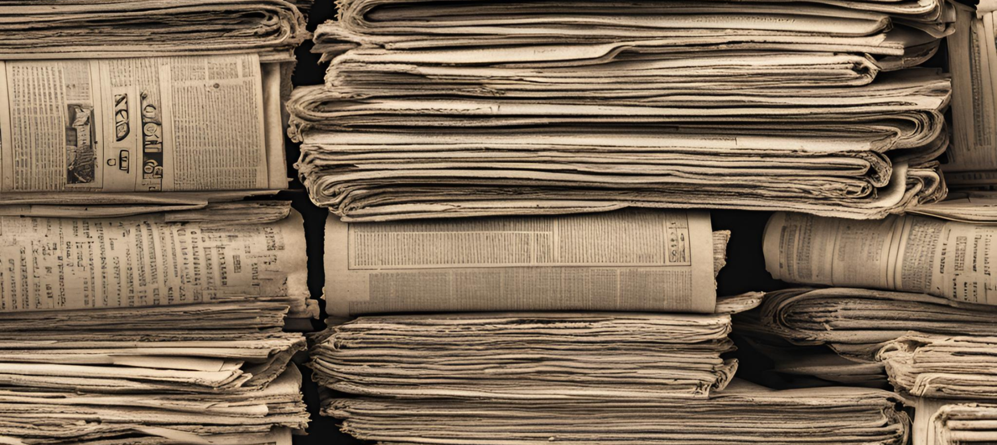 Stack of vintage newspapers