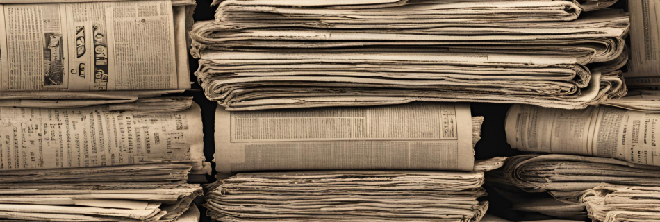 Stack of vintage newspapers